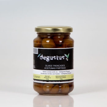 degustus Oliven Trencades mit Kern (1.Wahl )Premium Qualität in Salzwasser eingelegt 210g